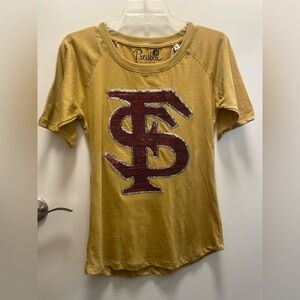 NWT Pressbox FSU Mustard and Burgundy Sequin Tee
Size: M